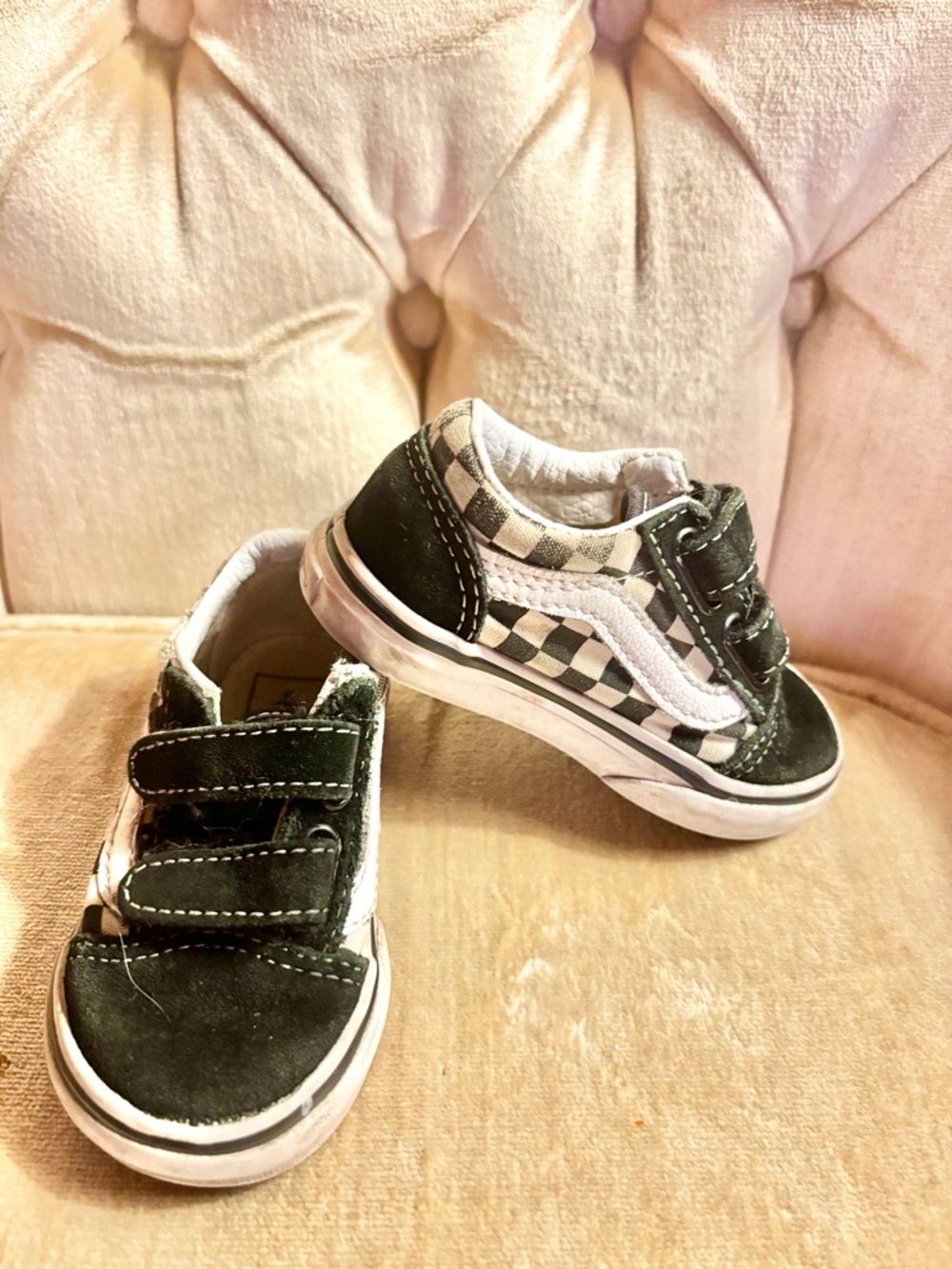 Vans Toddler Shoes Size 4.5 Old Skool Checkerboard Velcro Sneakers